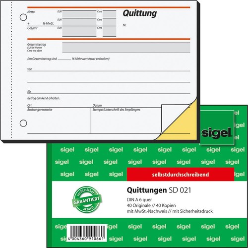 Quittungsblock sigel 021 - sd,