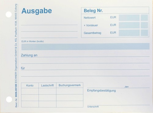 Eichner quittungsbeleg ausgabe - quittungsbeleg,