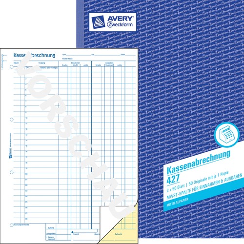Avery kassenabrechnung 427 - kassenabrechnung, a4